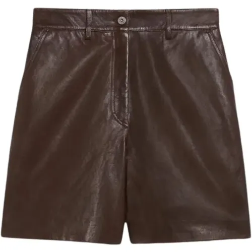 Stilvolle Lammleder-Shorts , Damen, Größe: XS - Max Mara Weekend - Modalova