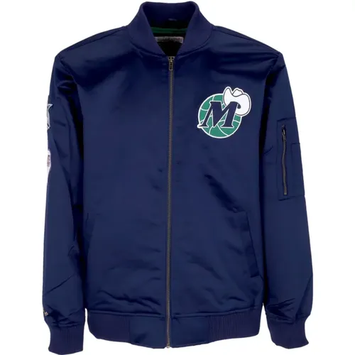 Bomber Jackets, male, , Size: L Dallas Mavericks Lightweight Satin Bomber Jacket - Mitchell & Ness - Modalova