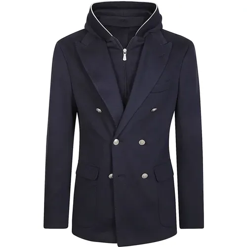 Blazers, male, , Size: XL Double-Breasted Cotton Cashmere Jacket - Eleventy - Modalova