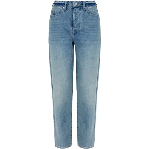 Blaue Denim Jeans mit Logodetail , Damen, Größe: W27 - Armani Exchange - Modalova