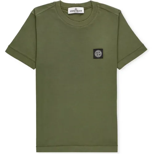 Grünes Junior T-Shirt mit Logo Patch - Stone Island - Modalova