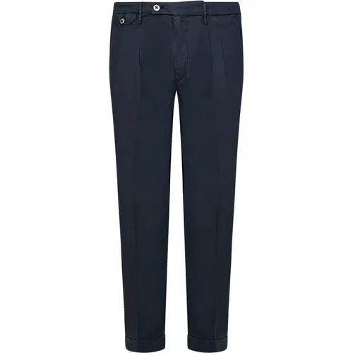 Slim Fit Navy Cotton Trousers , male, Sizes: W40, W35, W31, W38, W33, W32, W36, W34 - Michael Coal - Modalova