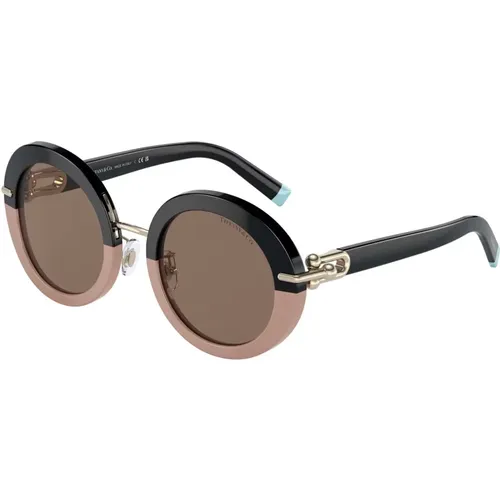 Schwarze Nude/Braune Sonnenbrille TF 4201 , Damen, Größe: 50 MM - Tiffany - Modalova