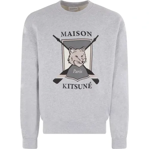 Grey College Fox Sweater , male, Sizes: XL - Maison Kitsuné - Modalova