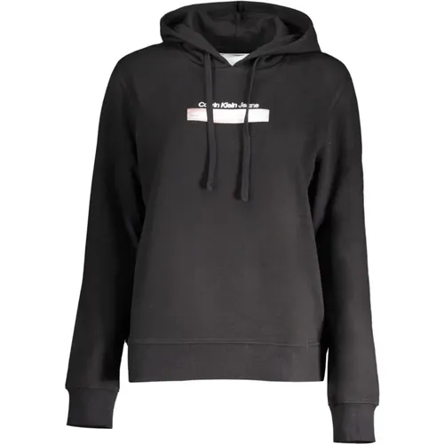 Schwarzer Hoodie mit Logo-Print , Damen, Größe: L - Calvin Klein - Modalova