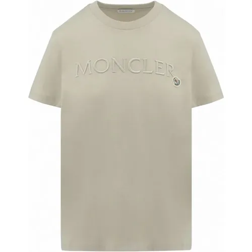 Women's Branded Cotton T-Shirt in Pink , male, Sizes: L - Moncler - Modalova