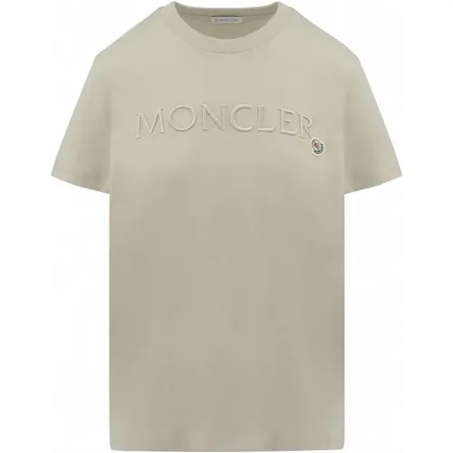 Women's Branded Cotton T-Shirt in Pink , male, Sizes: M, L - Moncler - Modalova