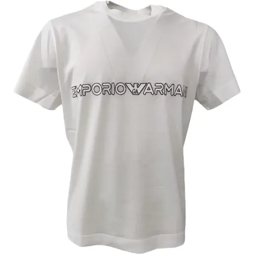Kurzarm Jersey Baumwolle und Tencel T-Shirt mit Besticktem Logo - Xxxl - Emporio Armani - Modalova