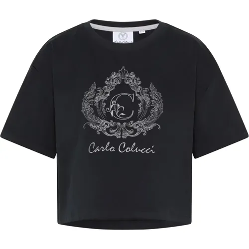 Unique Cropped Oversize T-Shirt , female, Sizes: M, XS, L, XL - carlo colucci - Modalova