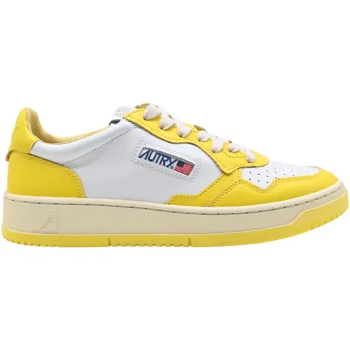 Gelbe Leder Low Top Sneakers , Herren, Größe: 42 EU - Autry - Modalova