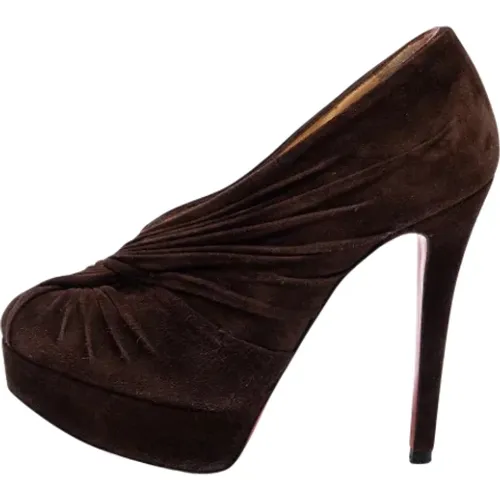 Pre-owned Pumps, female, , Size: 5 1/2 US Pre-owned Suede boots - Christian Louboutin Pre-owned - Modalova