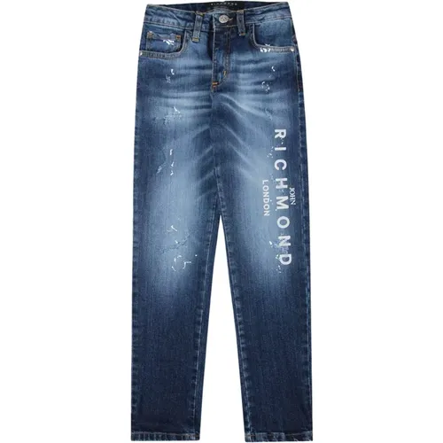 Regular Fit Distressed Jeans mit Frontlogo - John Richmond - Modalova
