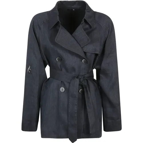 Denim Double-Breasted Trench Coat , female, Sizes: M, XS - Fay - Modalova