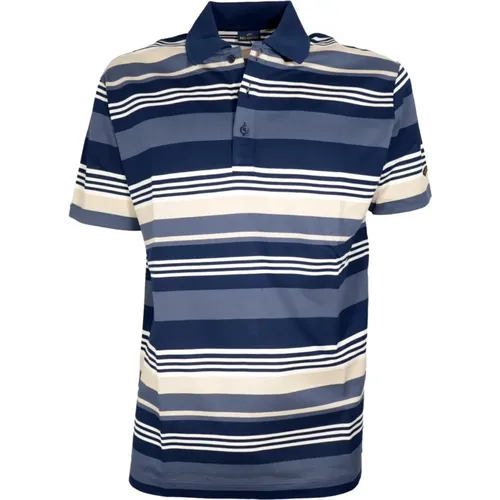 Polo Shirts, male, , Size: XL Cotton Polo with Logo, Blue Stripe - PAUL & SHARK - Modalova