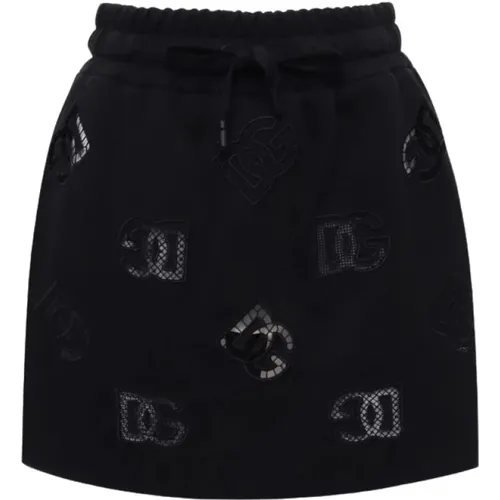 Short Skirts, female, , Size: XS Monogram Logo Skirt Elastic Waist - Dolce & Gabbana - Modalova