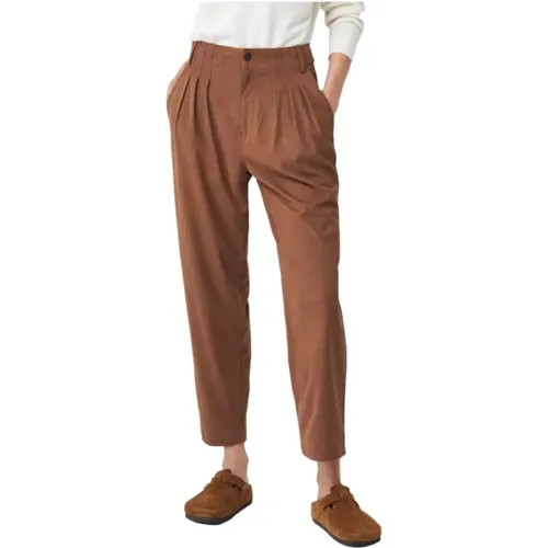 Braune Baggy-Cropped-Wildlederhose , Damen, Größe: S - Salsa - Modalova