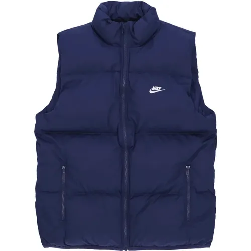 Vests, male, , Size: L Puffer Vest Down Jacket Midnight Navy/White - Nike - Modalova