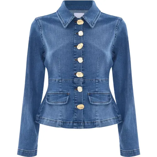 Denim Jackets, female, , Size: XS Forward-thinking short flared denim jacket - Kocca - Modalova