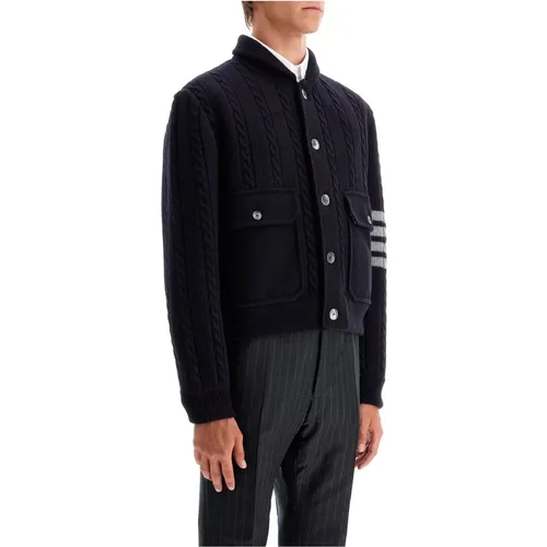 Wool 4-Bar Bomber Jacket , male, Sizes: S, M - Thom Browne - Modalova