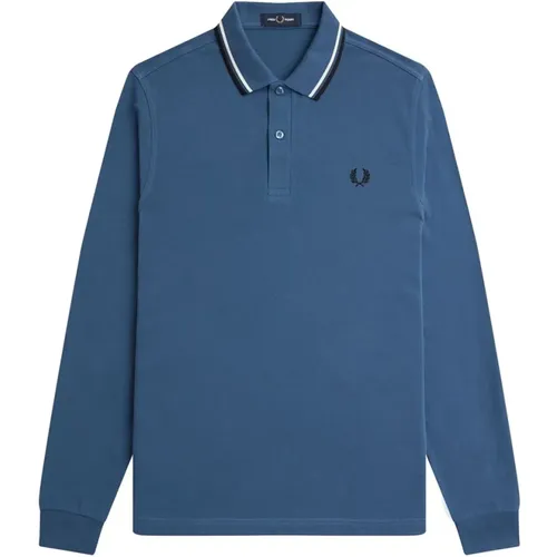 Polo Shirts, male, , Size: XS Classic Long Sleeve Polo with Striped Trim - Fred Perry - Modalova