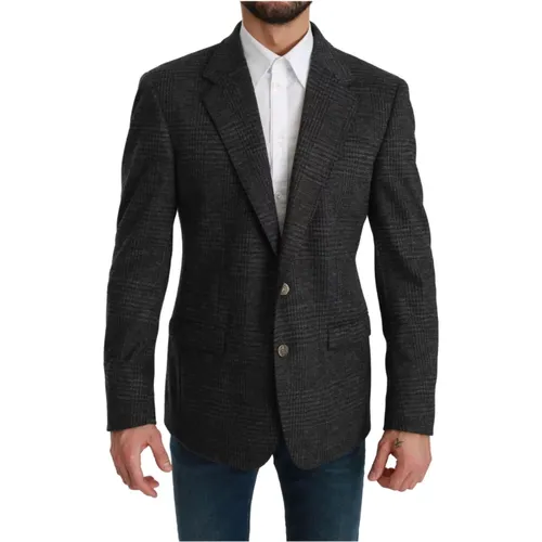 Pre-owned Jackets, male, , Size: M Plaid Check Wool Formal Jacket Blazer - Dolce & Gabbana Pre-owned - Modalova