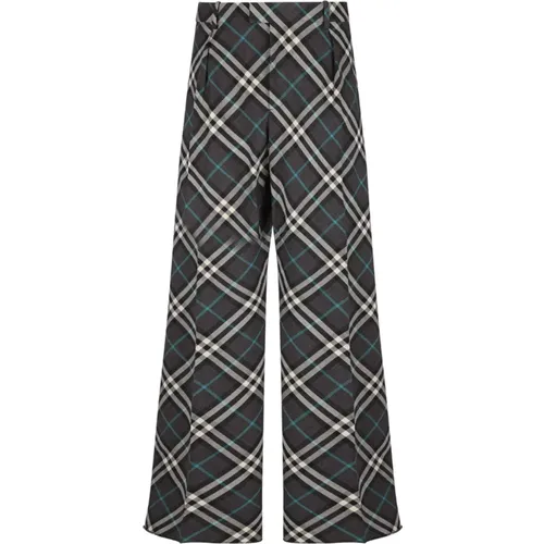 Wide Trousers, male, , Size: M Check Pattern Trousers - Burberry - Modalova