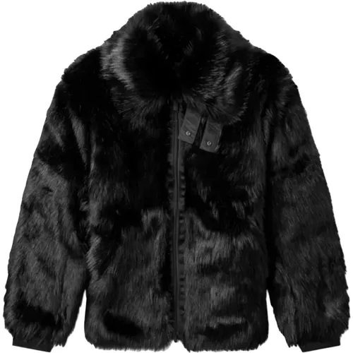 Reversible Faux Fur Coat Black Nike - Nike - Modalova