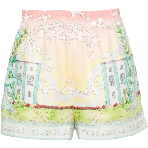 Short Shorts, female, , Size: XS Graphic Print Linen Shorts - Casablanca - Modalova