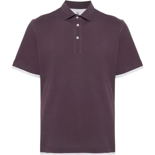 Aubergine Polo Shirt Schichtdetails , Herren, Größe: L - BRUNELLO CUCINELLI - Modalova