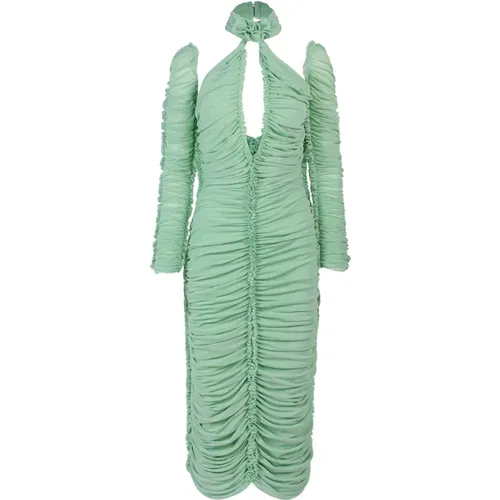 Grünes Drapiertes Mesh-Kleid , Damen, Größe: M - AZ Factory - Modalova