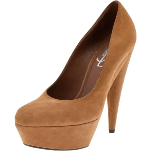 Pre-owned Pumps, female, , Size: 5 US Pre-owned Suede heels - Yves Saint Laurent Vintage - Modalova