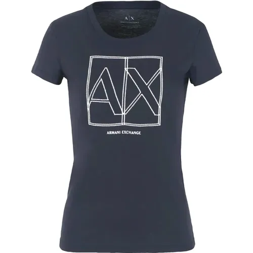 Blueberry Jelly T-Shirt mit Logo , Damen, Größe: S - Armani Exchange - Modalova