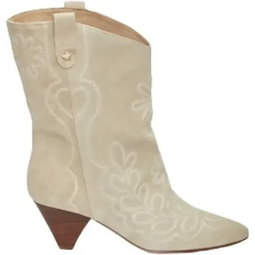 Cowboy Boots with Cream Suede , female, Sizes: 7 UK, 5 UK - Fabienne Chapot - Modalova