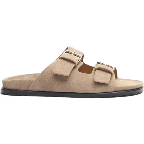 Leder Flache Sandalen , Herren, Größe: 44 EU - Scarosso - Modalova