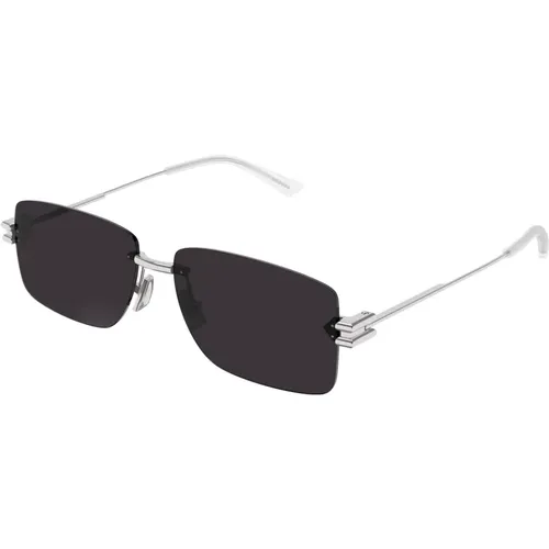 Stilvolle Silber/Dunkelgraue Sonnenbrille - Bottega Veneta - Modalova