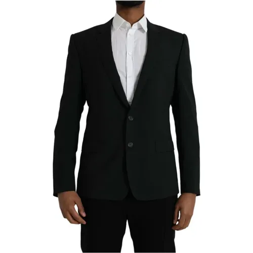 Blazers, male, , Size: L Notch Coat Blazer Slim Fit - Dolce & Gabbana - Modalova