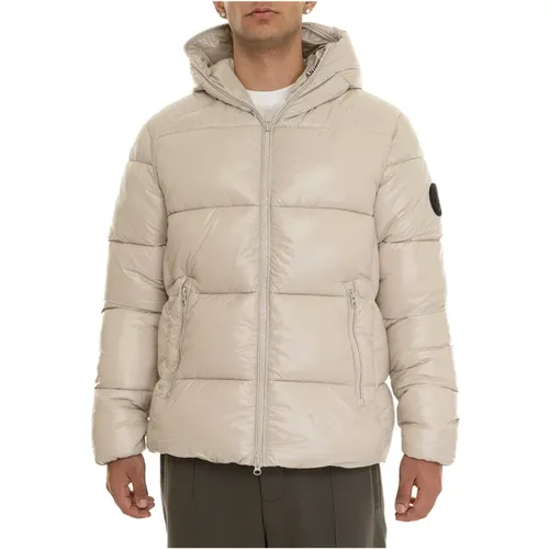 Winter Jackets, male, , Size: M Glossy Hooded Quilted Jacket - Save The Duck - Modalova