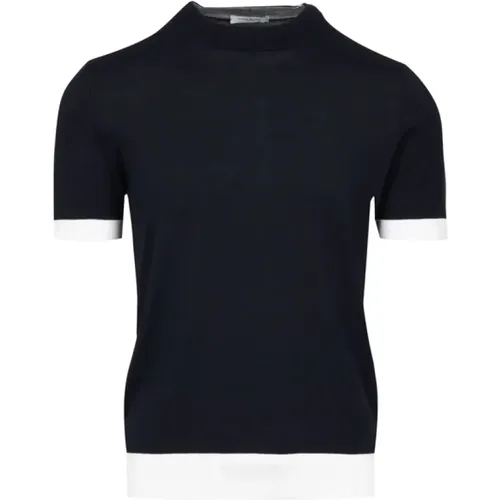 Schwarzes T-Shirt mit weißem Rand , Herren, Größe: M - Paolo Pecora - Modalova