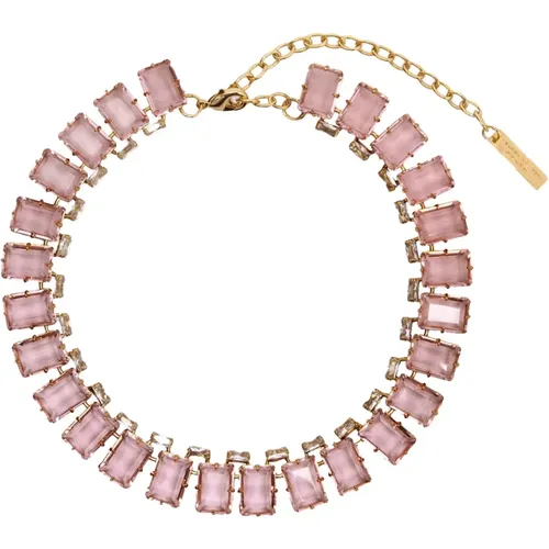 Rosa Choker Halskette mit Rechteckigen Steinen , Damen, Größe: ONE Size - Ermanno Scervino - Modalova