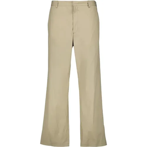 Wide Trousers, male, , Size: S Straight Cut Cotton Pants - Prada - Modalova