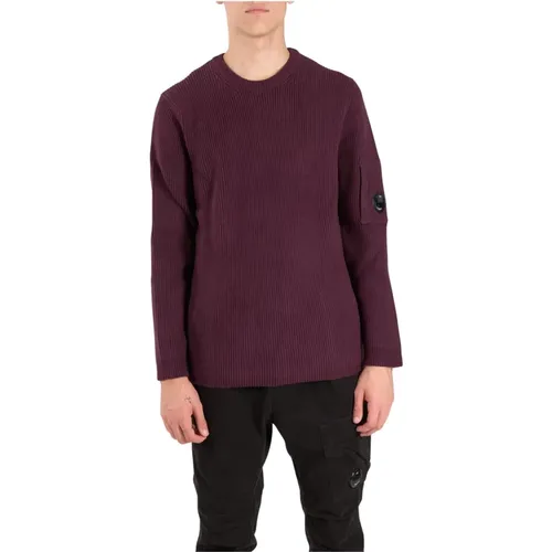 Gerippter Pullover mit Logotasche , Herren, Größe: M - C.P. Company - Modalova