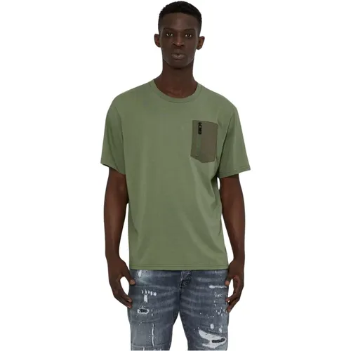 T-Shirt mit besticktem Druck und Fronttasche , Herren, Größe: L - John Richmond - Modalova