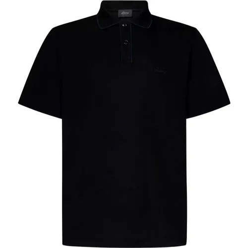 Schwarzes Baumwoll-Poloshirt mit Logo-Stickerei , Herren, Größe: S - Brioni - Modalova