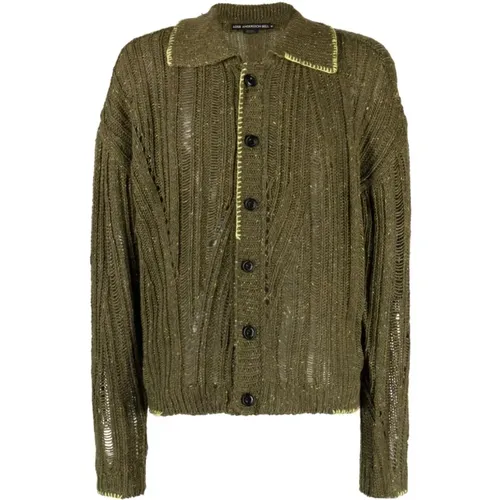 Green Khaki Distressed Sweater , male, Sizes: L, M, XL - Andersson Bell - Modalova