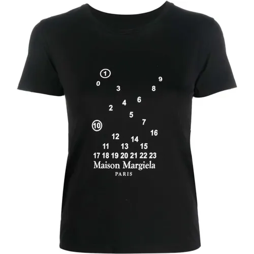 Schwarze T-Shirts und Polos mit numerischem Logo , Damen, Größe: M - Maison Margiela - Modalova