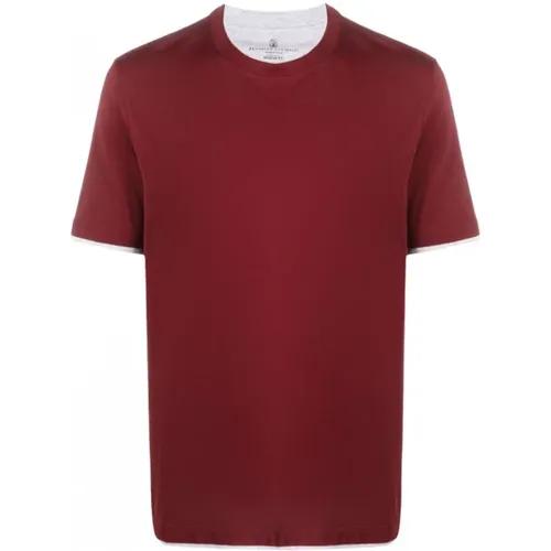 Layered Cotton T-Shirt , male, Sizes: L, 2XL - BRUNELLO CUCINELLI - Modalova