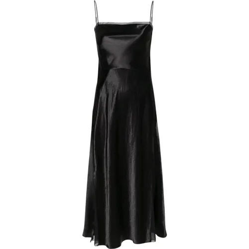 Schwarzes Sheer Panelled Slip Midi Kleid , Damen, Größe: S - Vince - Modalova