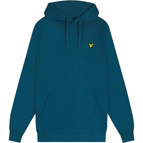 Hoodies, male, , Size: L Navy Hoodie with Eagle Logo - Lyle & Scott - Modalova