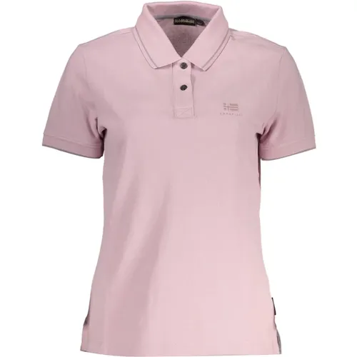 Stilvolles Rosa Polo mit Kontrastdetails , Damen, Größe: XS - Napapijri - Modalova