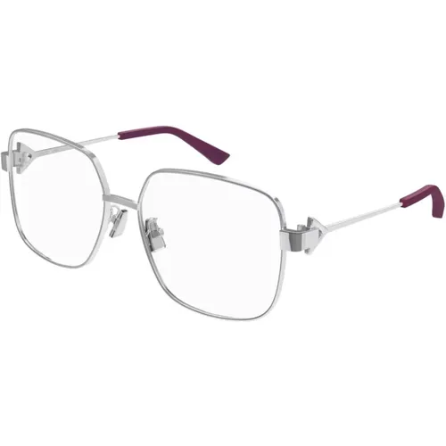 Bv1200O-003 Silver Transparent Glasses , unisex, Sizes: 56 MM - Bottega Veneta - Modalova